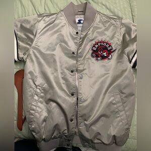 Vintage Rare Toronto Raptors G-III Silver Starter NBA Satin Bomber Jacket 90’s
